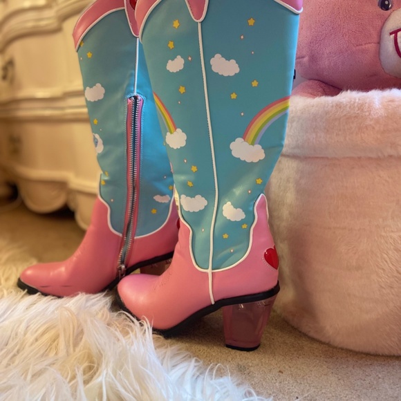 Dolls Kills Care Bear (Vintage) Leather Cowboy Boots Maximalism Heels size 8.5 - Picture 6 of 8
